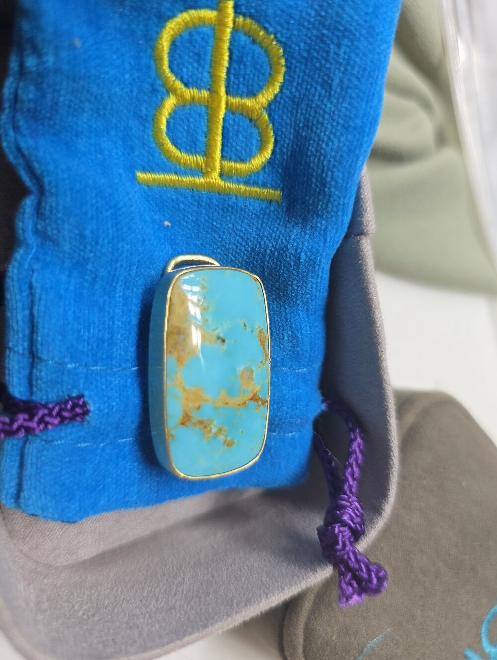 Becky Thatcher Sterling Silver Turquoise Wrapped In 18kt Gold Bracelet - Picture 6 of 8